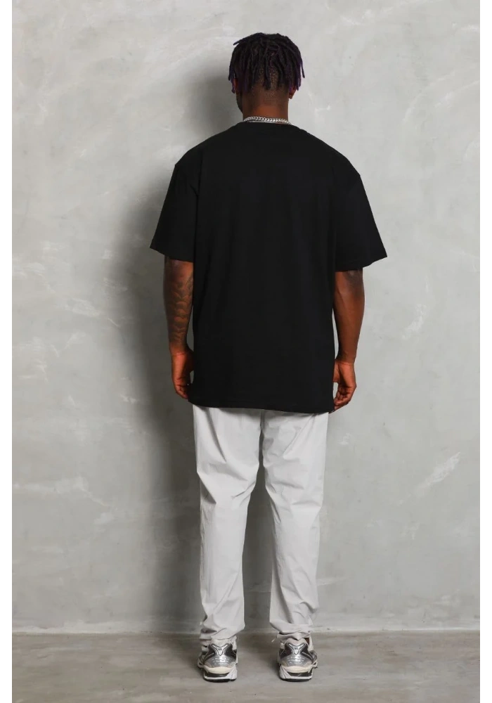 Erkek Düz Yazlık Kısa Kol Tişört Bisiklet Yaka Oversize T-Shirt - Siyah