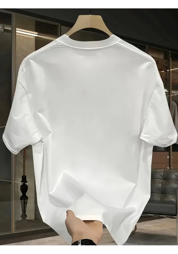 Erkek Bisiklet yaka t-shirt Pembe Panter Baskılı Kısa Kollu Tişört - Beyaz