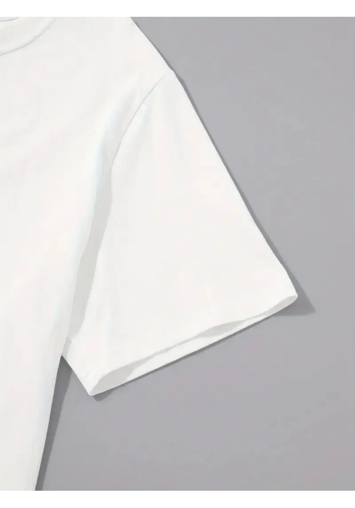 Erkek Kısa Kol Yazlık Tişört Bisiklet Yaka Palmiye Baskılı T-Shirt - Beyaz