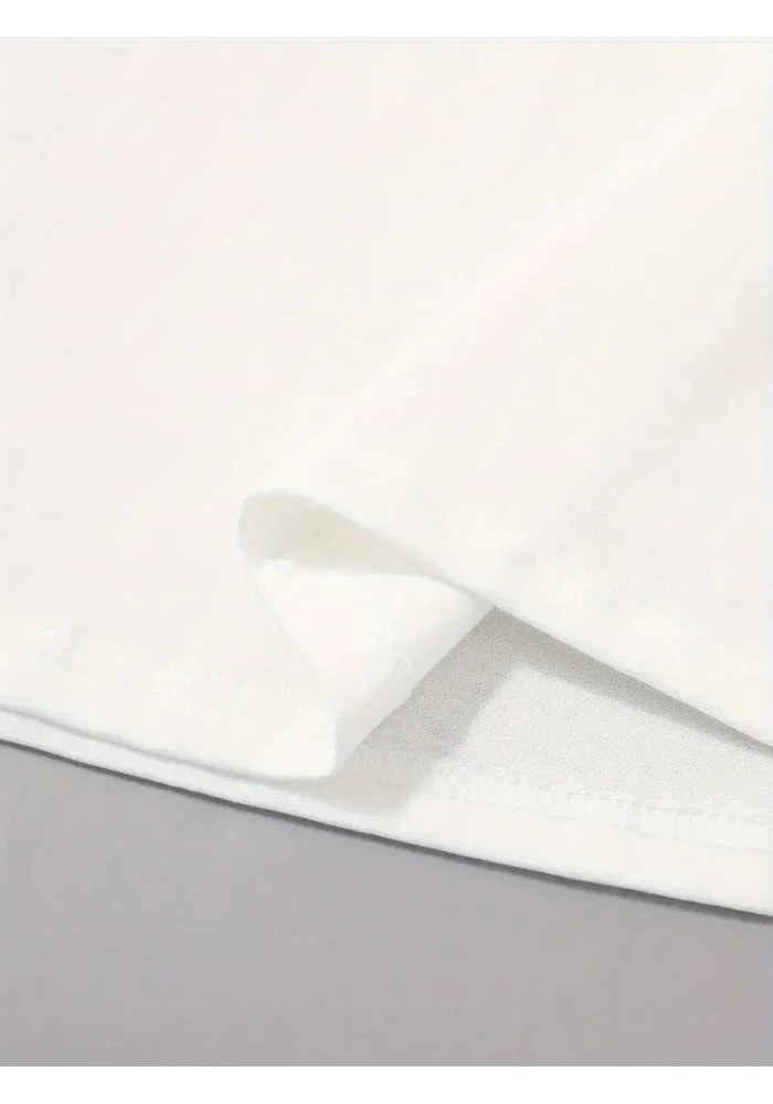 Erkek Sarj %1 Baskılı T-Shirt Kısa Kol Bisiklet Yaka Regular Fit Tişört - Beyaz