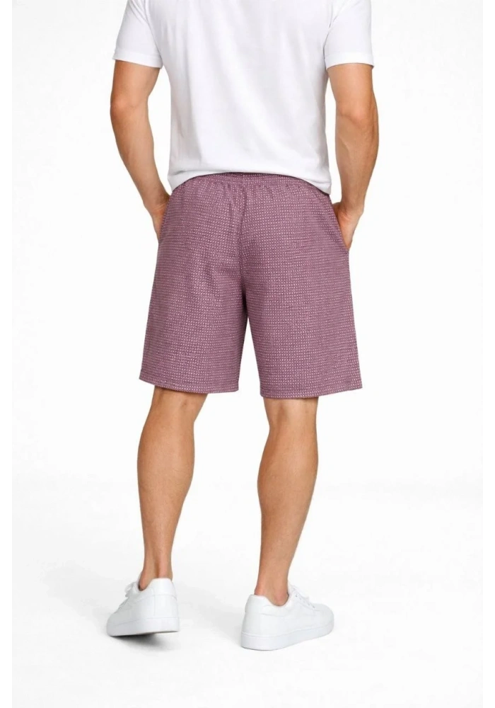 Erkek Pötikareli Şort – Beli Lastikli Bağcıklı, Cepli, Rahat Kesim Günlük Yazlık Şort - Gül Kurusu