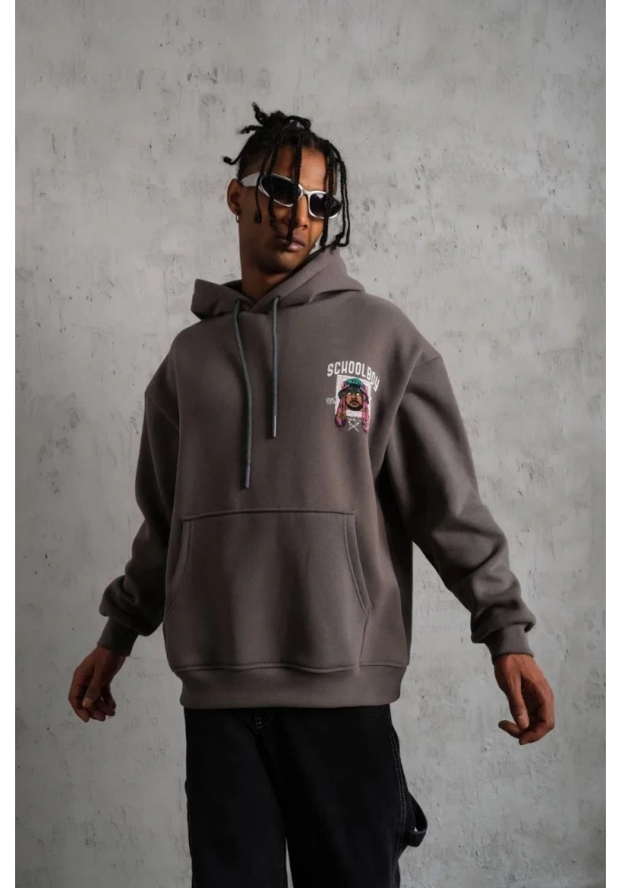 Erkek SCHOOL BOY Baskılı Kapüşonlu Sweat - Gri