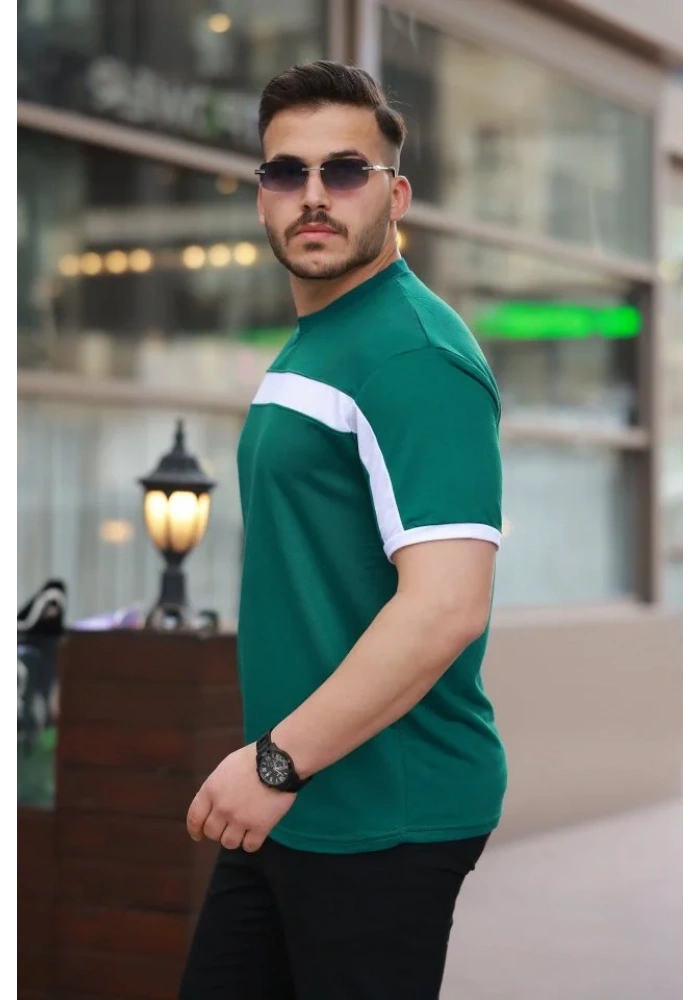 Erkek şerit Detaylı Kısa Kollu T-shirt