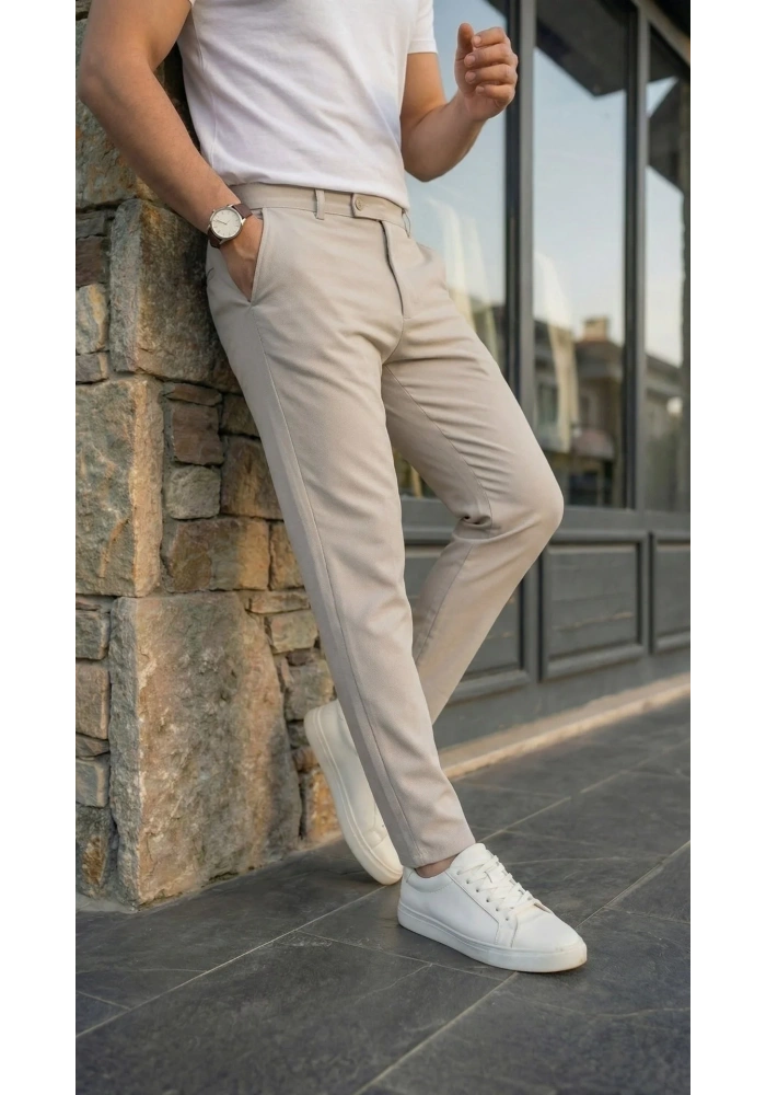 Erkek Slim Fit Dilli Kumaş Pantolon