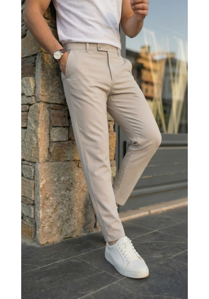 Erkek Slim Fit Dilli Kumaş Pantolon