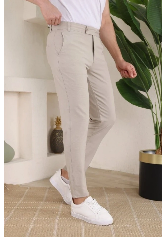 Erkek Slim Fit Dilli Kumaş Pantolon
