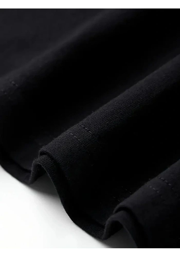 Erkek T-shirt Tavşan Baskılı Kısa Kollu Tişört - Siyah