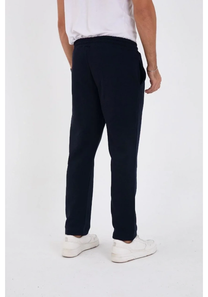 Erkek Üç İplik Basic Eşofman Boru Paça İpli Pantolon - Lacivert