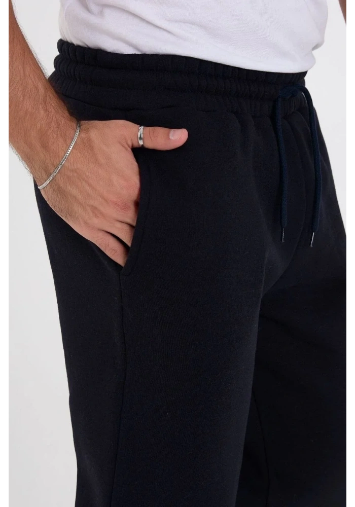 Erkek Üç İplik Basic Eşofman Boru Paça İpli Pantolon - Lacivert