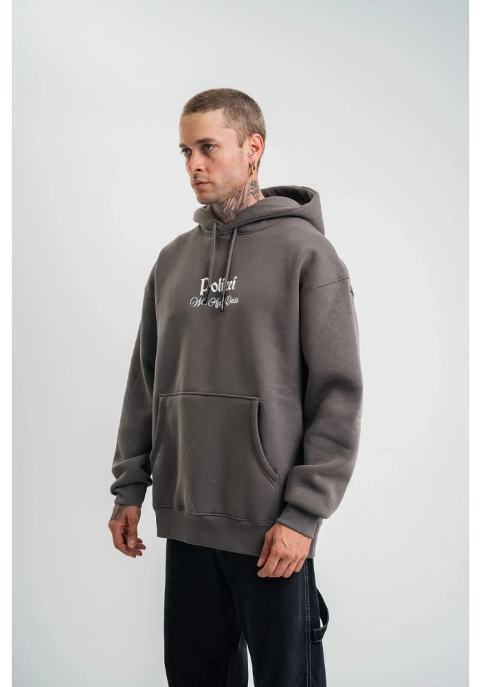 Erkek 3 İplik Kapüşonlu Hoodie Dijital Patchli SweatShirt - Füme