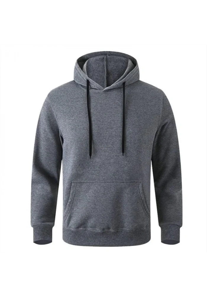 Erkek 3 İplik Pamuklu Kapüşonlu Cepli Oversize Hoodie Sweatshirt - Füme