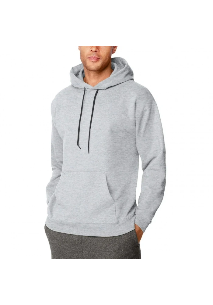 Erkek 3 İplik Pamuklu Kapüşonlu Cepli Oversize Hoodie Sweatshirt - Gri