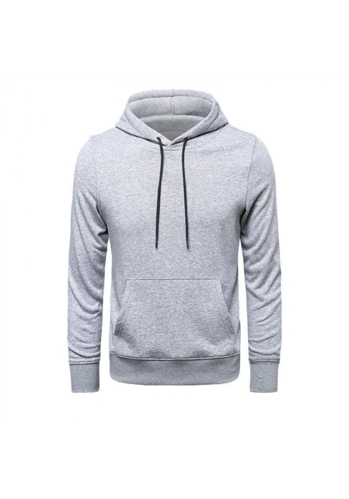 Erkek 3 İplik Pamuklu Kapüşonlu Cepli Oversize Hoodie Sweatshirt - Gri