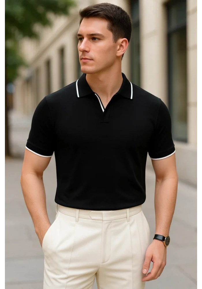 Erkek Uzun Kollu Yakalı Triko Bluz