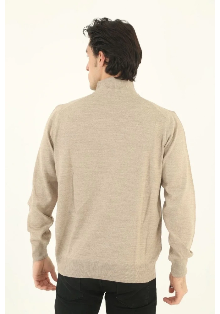 Erkek Yarım Balıkçı Yaka Triko Kazak - Bej