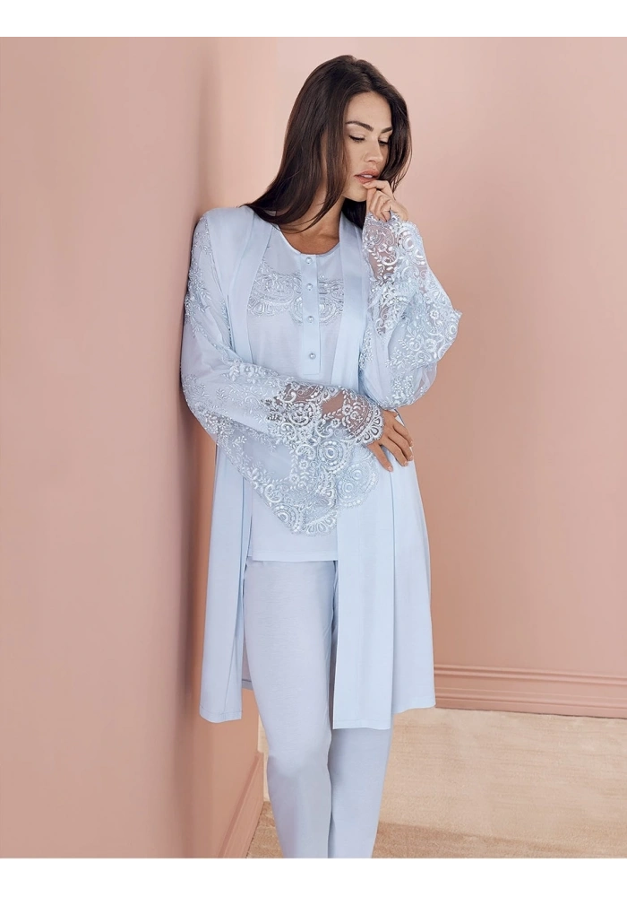 Espuar 757 Penye 3lü Sabahlık Pijama Takımı