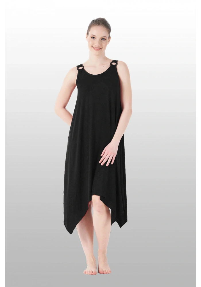 Estiva 25233 Kadın Likra Viskon Askılı  Midi Gecelik