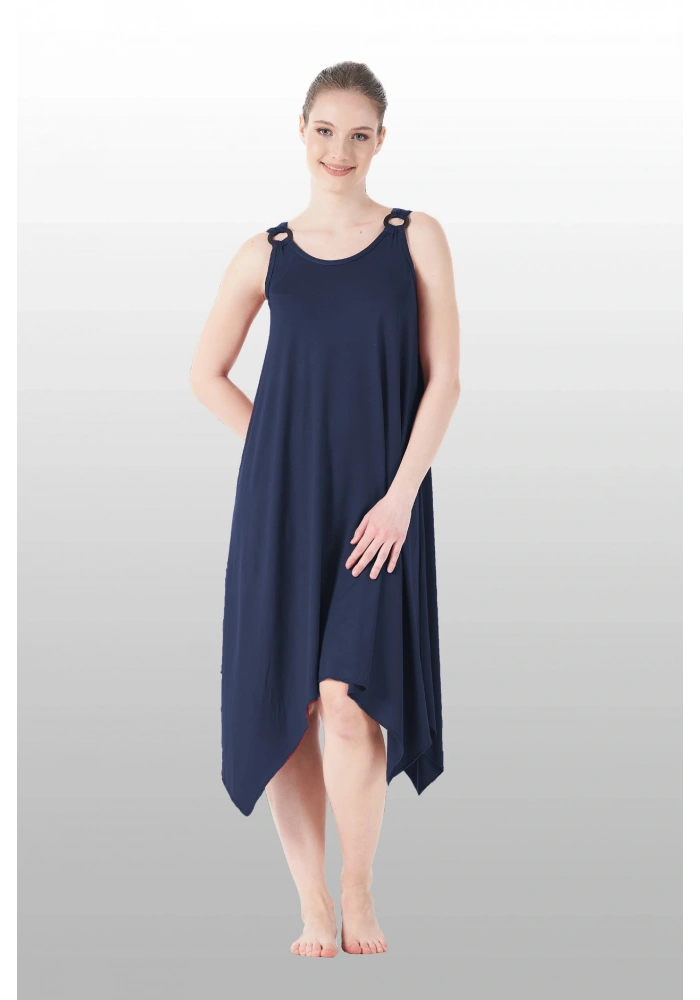 Estiva 25233 Kadın Likra Viskon Askılı  Midi Gecelik