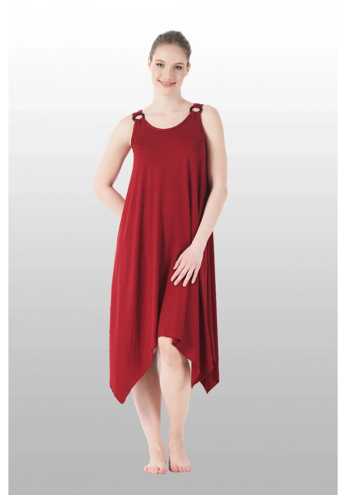 Estiva 25233 Kadın Likra Viskon Askılı  Midi Gecelik