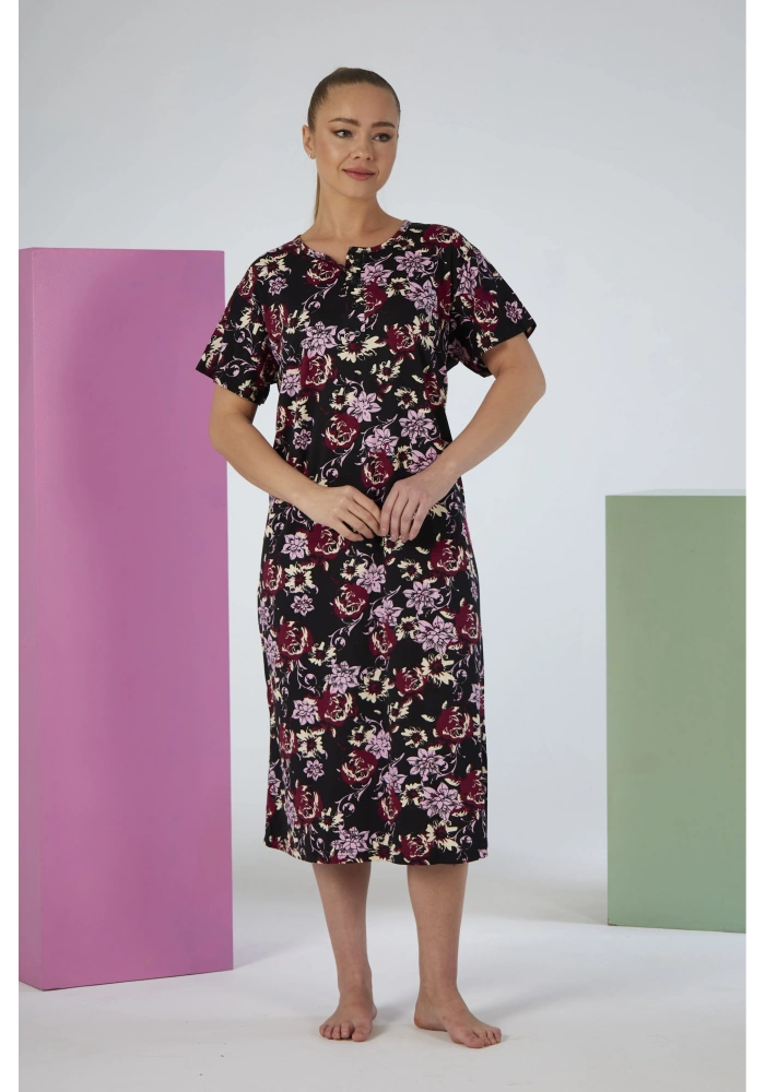 Estiva 25237 Kadın Likra Viskon Kısa Kol Gecelik