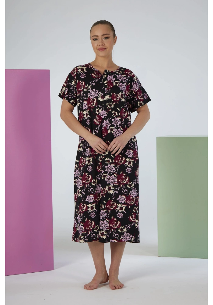 Estiva 25237 Kadın Likra Viskon Kısa Kol Gecelik