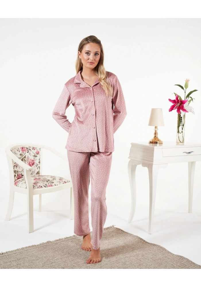 Estiva 25361 Gömlek Yaka Kadife Pijama Takımı