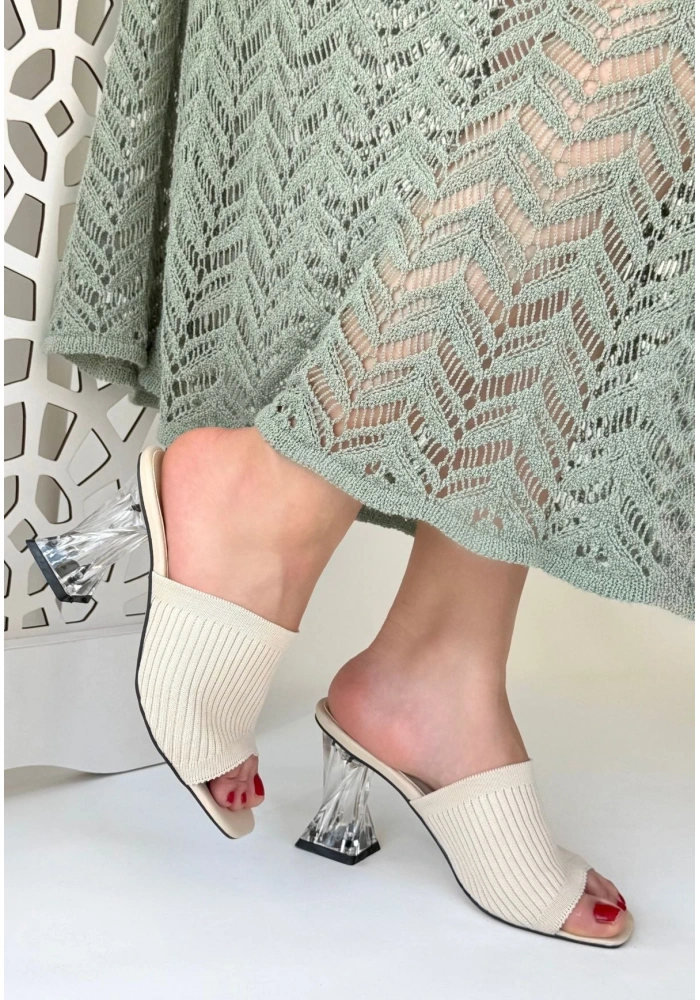 Evra Ten Triko Topuklu Terlik