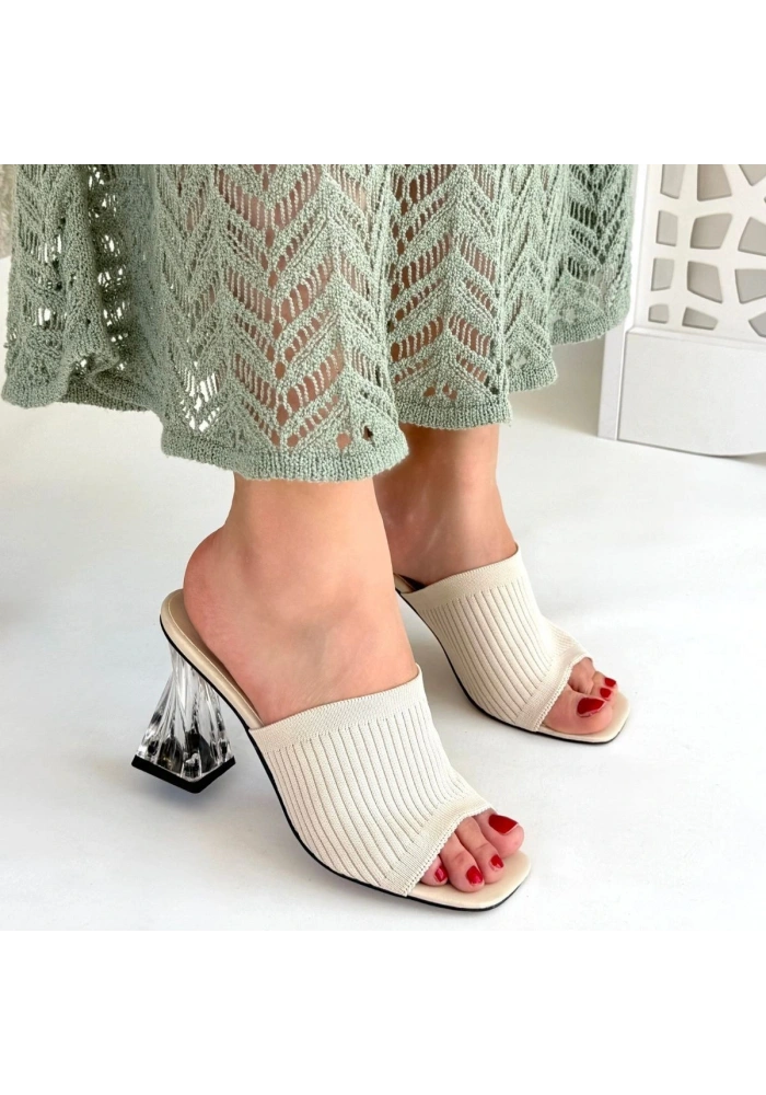 Evra Ten Triko Topuklu Terlik