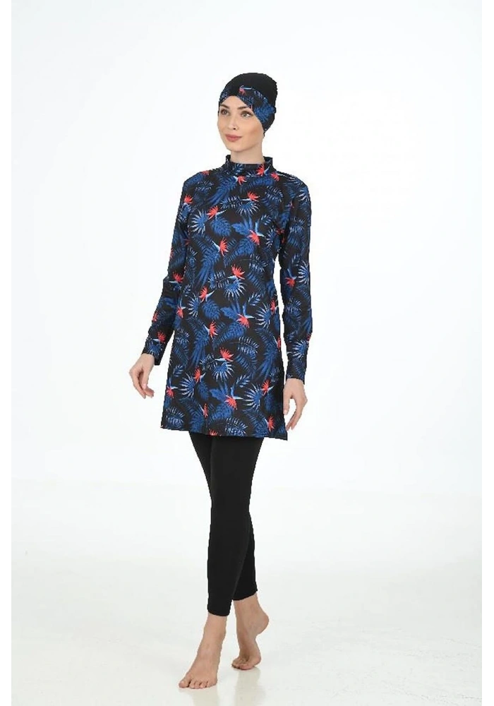 Fantasy 3315  Bayan Yaprak Desenli Tesettür Mayo