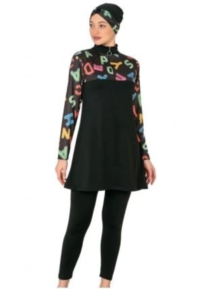 Fantasy 3407  Bayan Desenli Tesettür Mayo