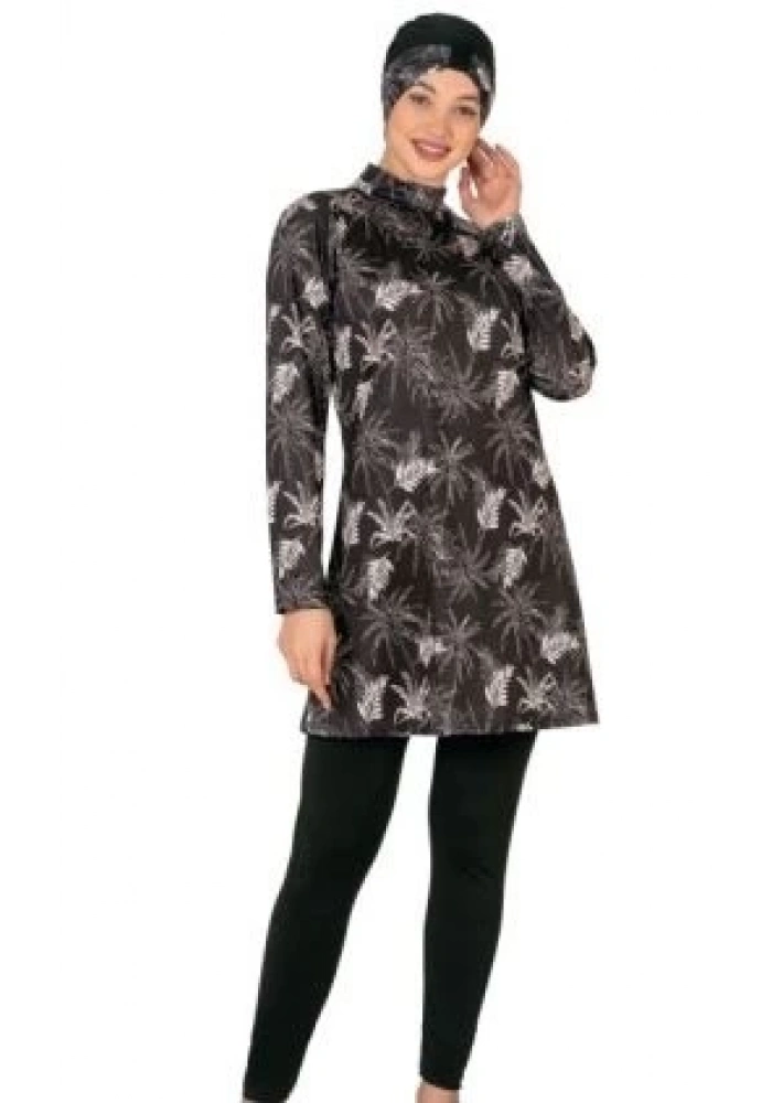 Fantasy 3417  Bayan Yaprak Desenli Tesettür Mayo