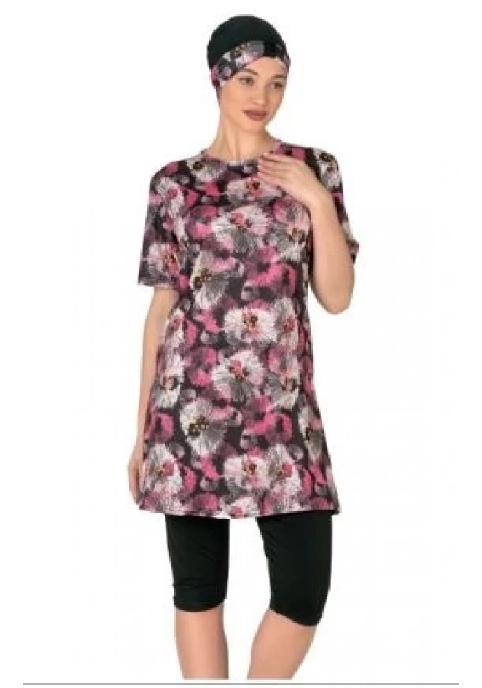 Fantasy 3449 Bayan Desenli Yarı Tesettür Mayo