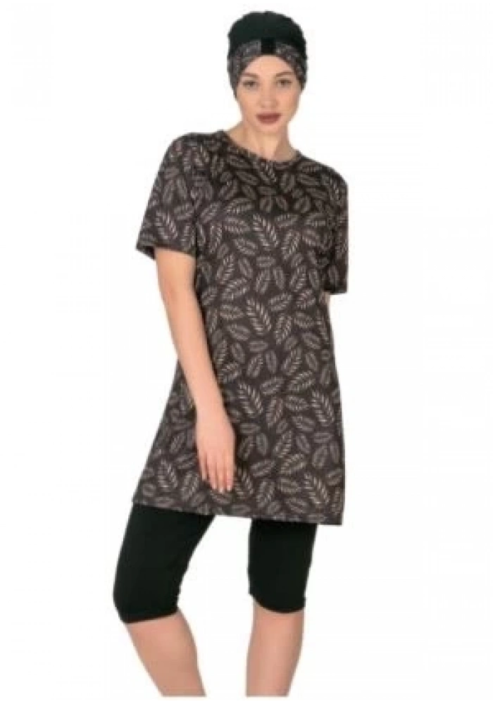 Fantasy 3454 Bayan Yaprak  Desenli Yarı Tesettür Mayo