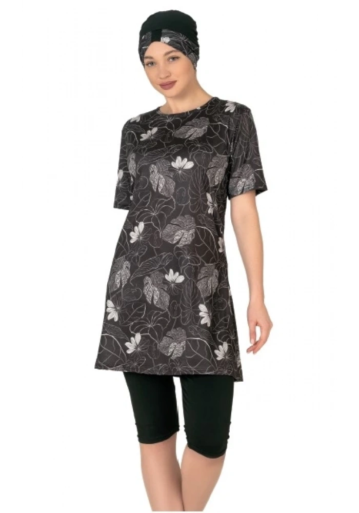 Fantasy 3455 Bayan Yaprak  Desenli Yarı Tesettür Mayo