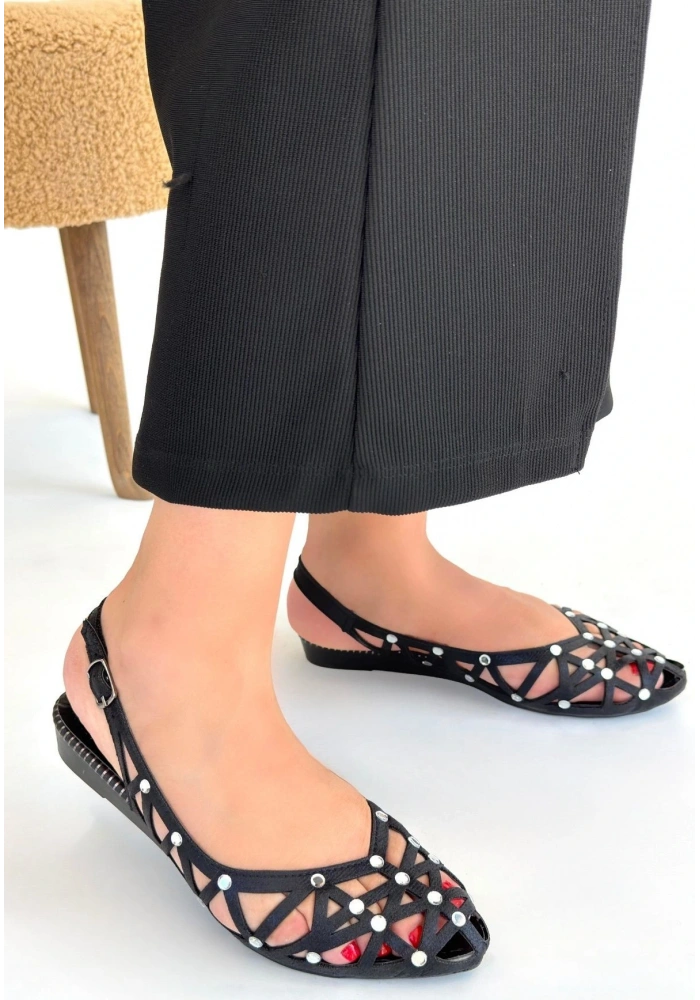 Faty Siyah Cilt Babet Ayakkabı