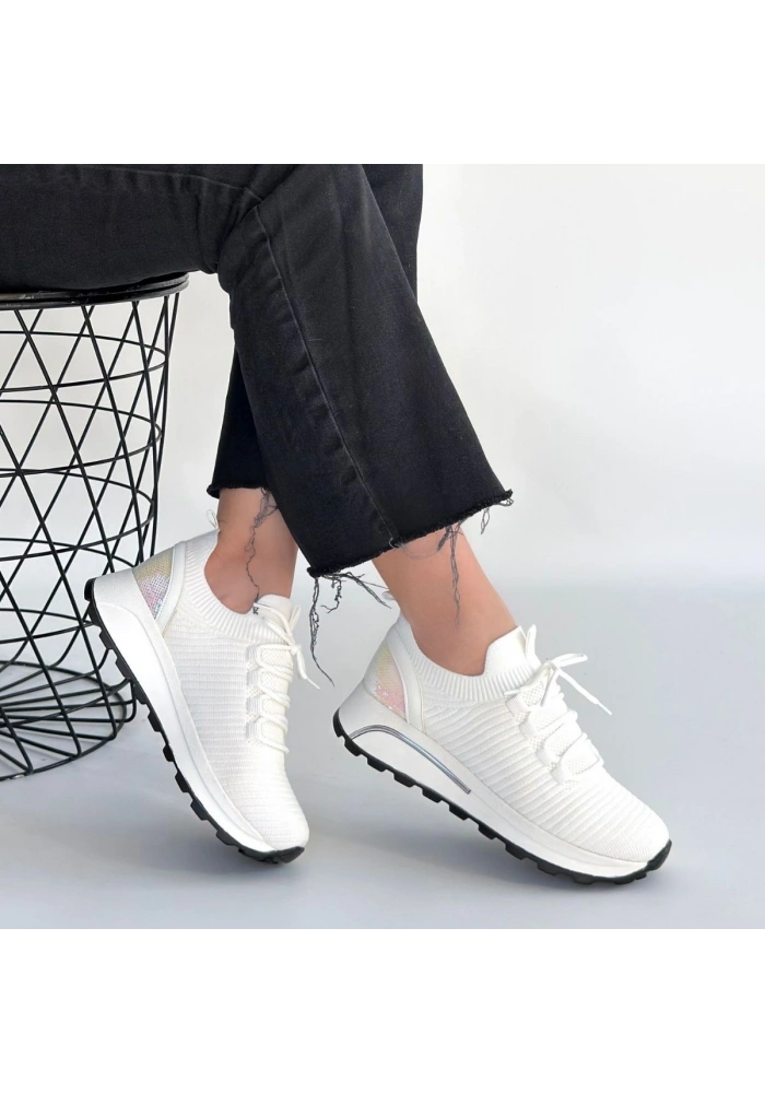 Feort Beyaz Triko Bağcıklı Spor Ayakkabı