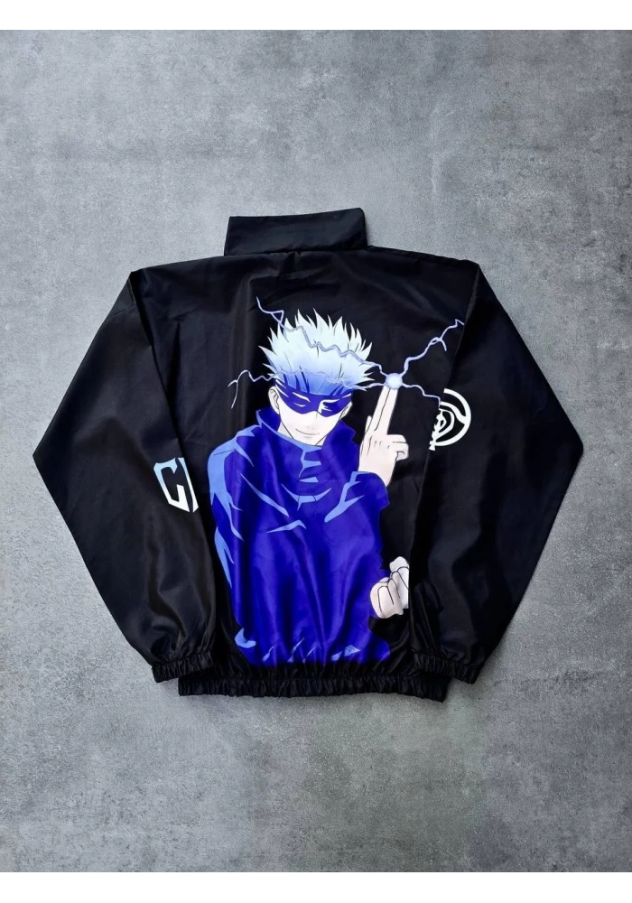 Fermuarlı Dijital Baskılı Rüzgarlık - Siyah