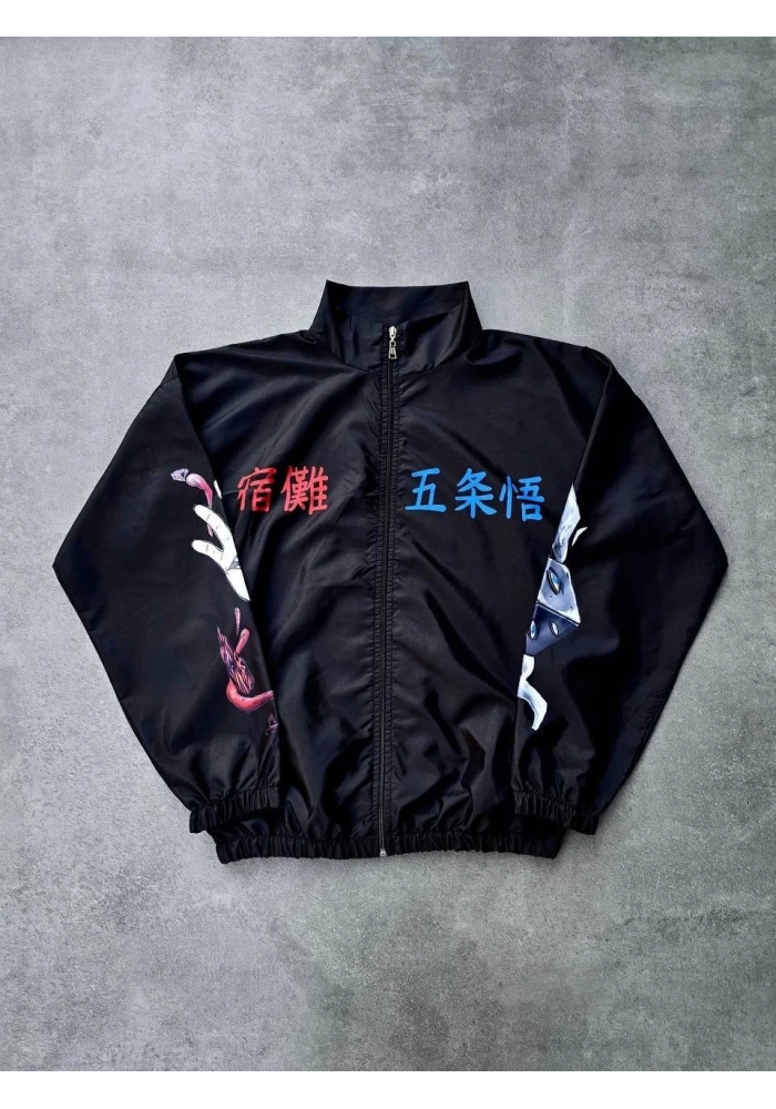 Fermuarlı Dijital Baskılı Rüzgarlık - Siyah