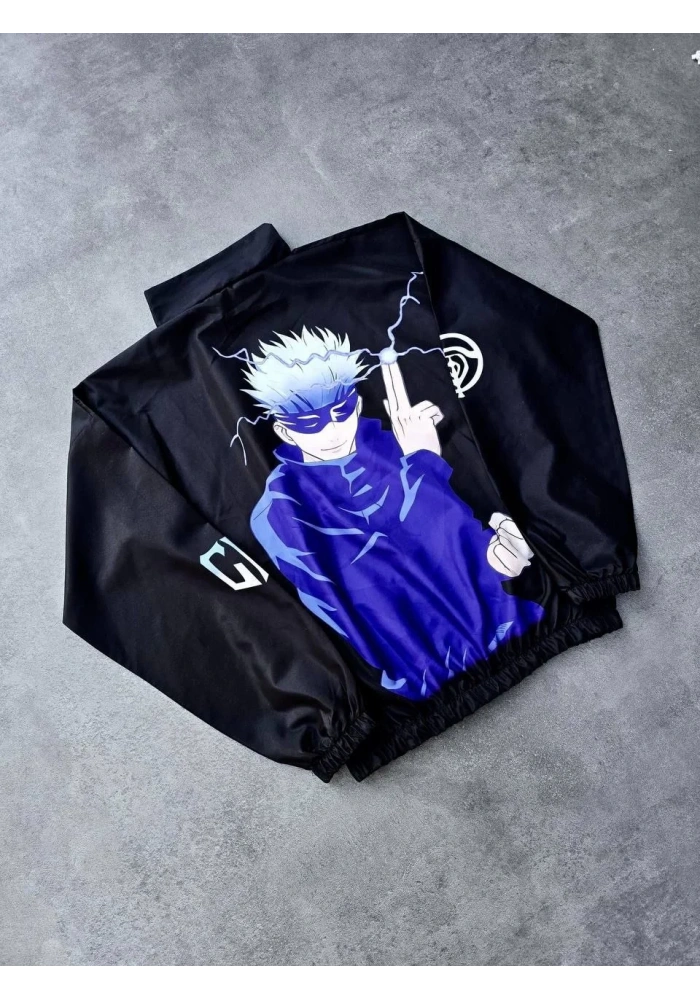 Fermuarlı Dijital Baskılı Rüzgarlık - Siyah