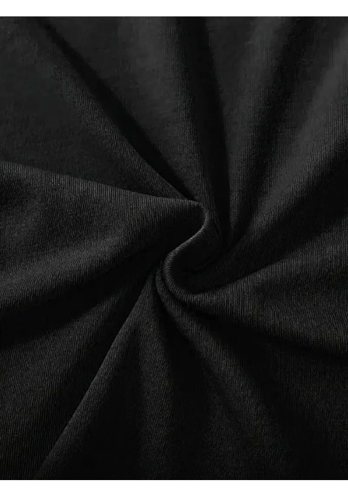 Kadın fiyonk baskılı siyah oversize Kısa Kol t-shirt- Siyah