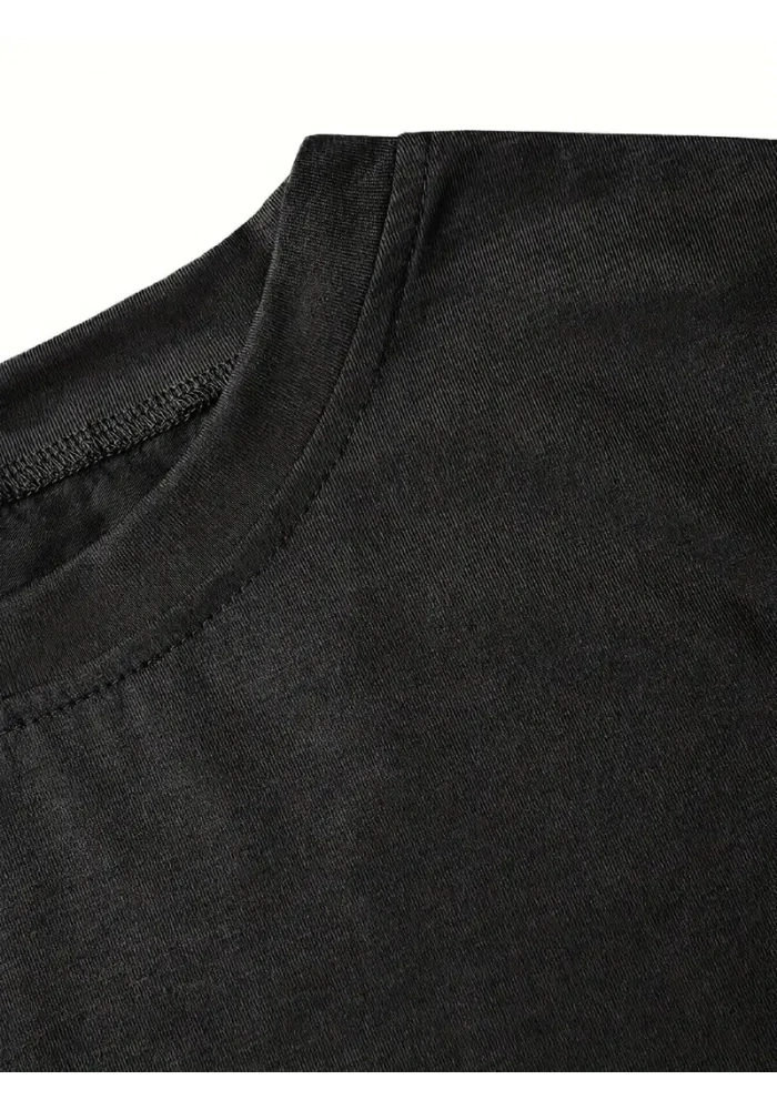 Kadın fiyonk baskılı siyah oversize Kısa Kol t-shirt- Siyah