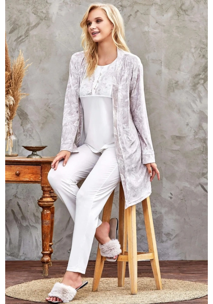 Flz 31-104 Bayan Kadife Sabahlık Pijama Takımı