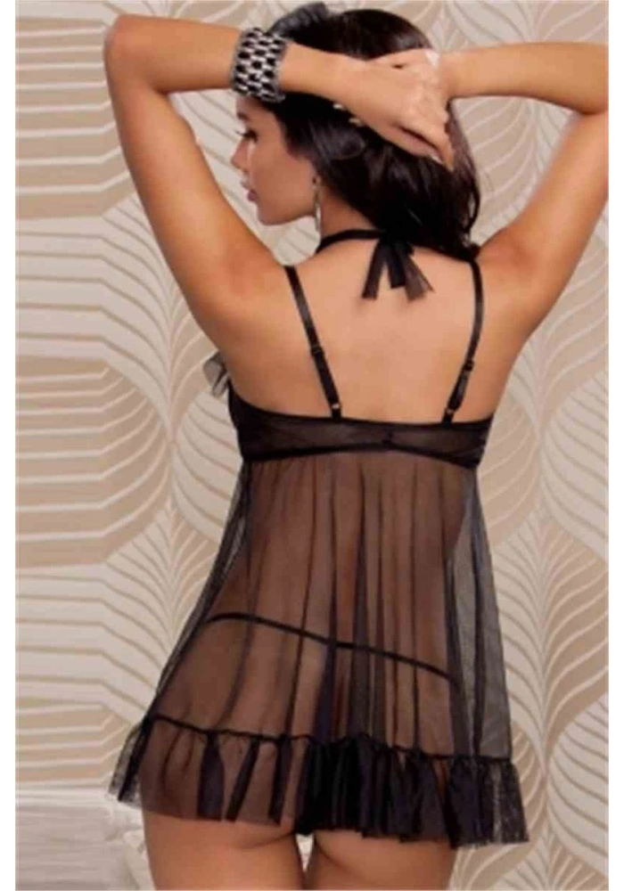 For Dreams 8060 Göğüs Bölgesi Açık Tül Gecelik