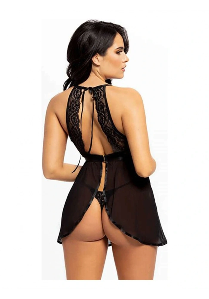 For Dreams 9107 Dantel Bağcıklı Ince Askılı Transparan Gecelik