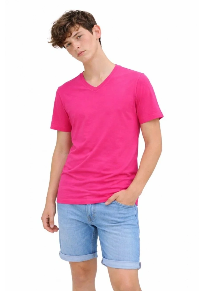 Genç Erkek Çocuk V Yaka Tişört Model - Pembe