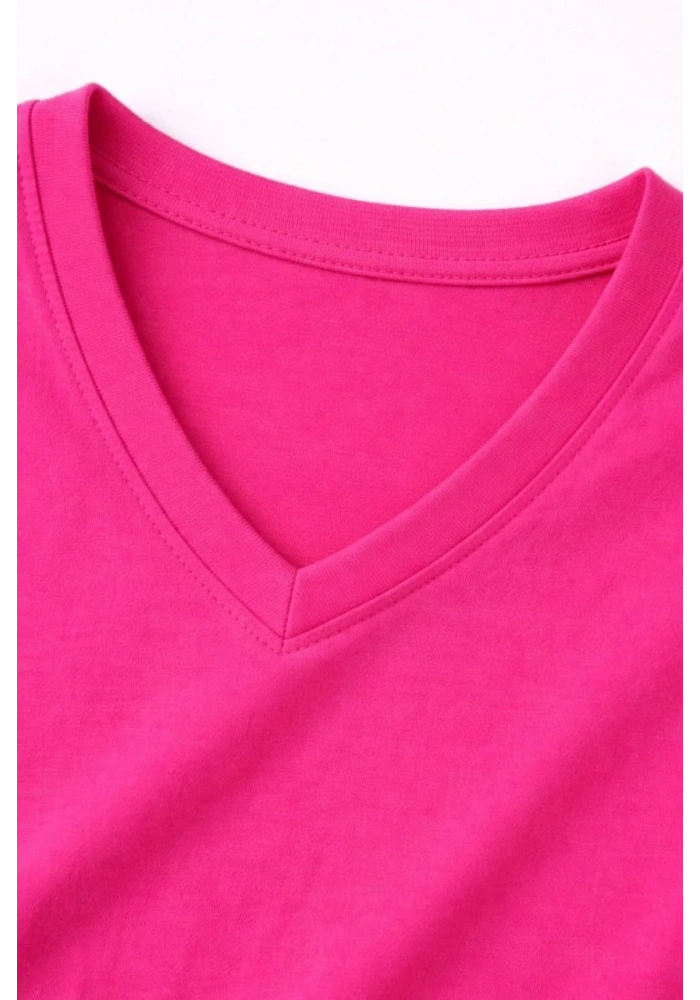 Genç Erkek Çocuk V Yaka Tişört Model - Pembe