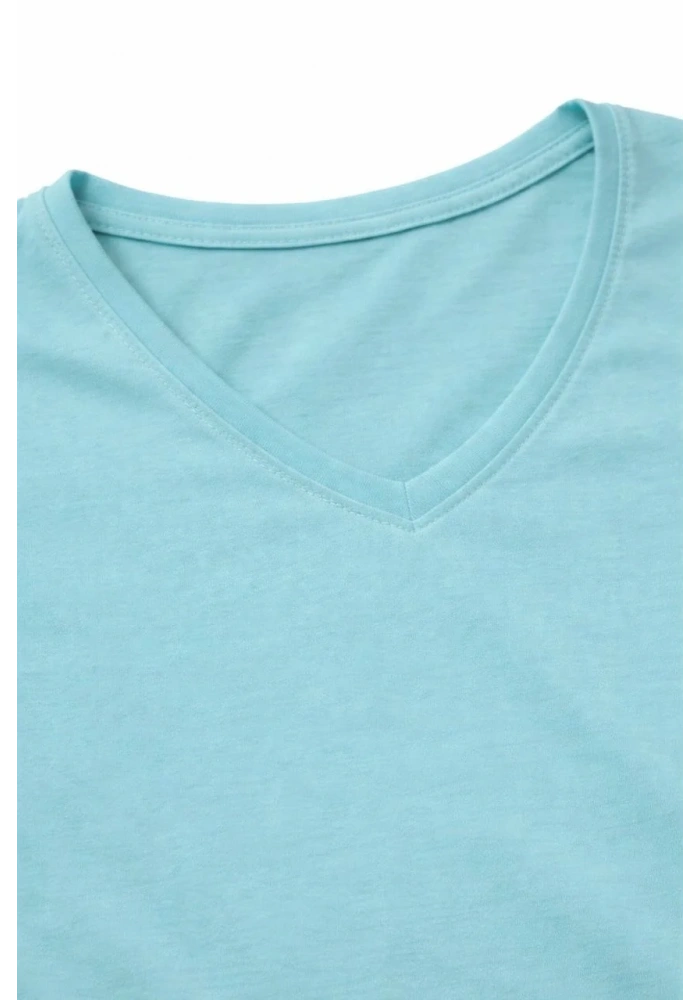 Genç Erkek Çocuk V Yaka Tişört Model - Turkuvaz