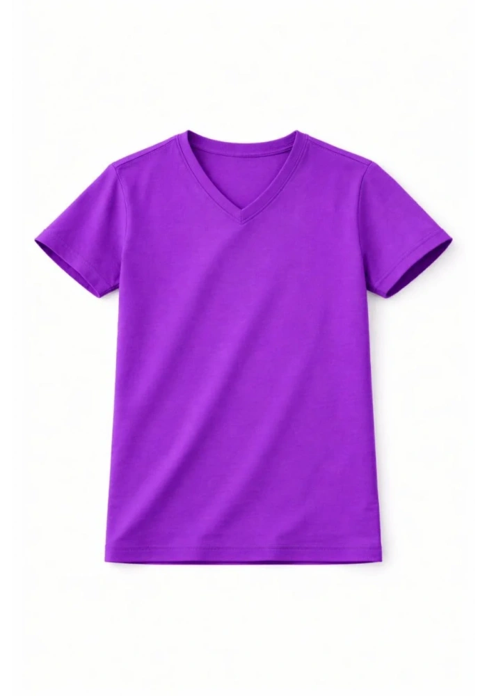 Genç Erkek Çocuk V Yaka Tişört Model - Mor