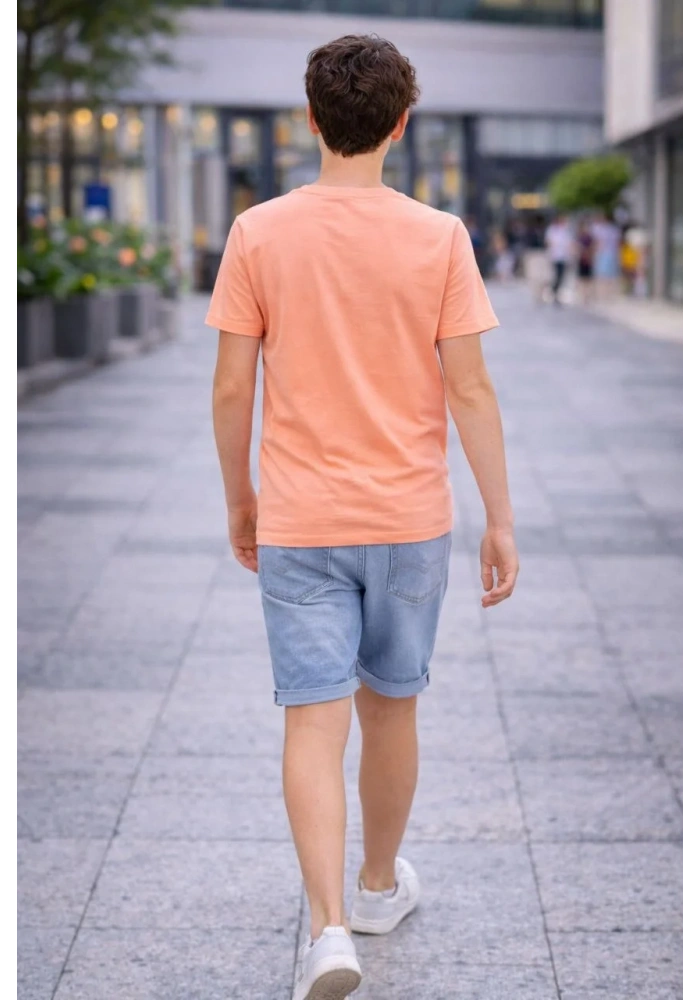Genç Erkek Çocuk V Yaka Tişört Model - Toz Pembe