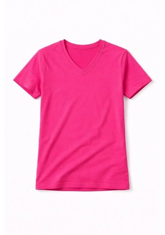 Genç Kız Çocuk V Yaka Tişört Model - Pembe